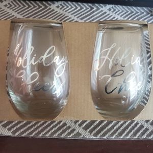 "Holiday Cheer" stemless wine glasses